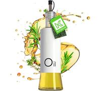 Distributeur KADAX pour condiments liquides, flacon en verre avec éléments en acier, distributeur en verre pour huile, vinaigre, vinaigrette, bidon d'huile, distributeur d'huile d'olive (huile, blanc)
