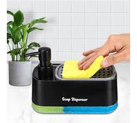 Distributeur Liquide Vaisselle, Distributeur Savon Noir, Distributeur Savon Porte-éponge de qualité supérieure 4 en 1