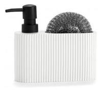 Distributeur liquide vaisselle + porte éponge polyrésine blanc et noir - 16.5x5.5x15cm G