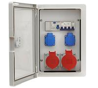 Distributeur mural de distribution d'énergie de chantier 1x 32A 1x 16A 5 pôles CEE 2x 230V Schuko Interrupteur LS Interrupteur FI 8 modules IP65