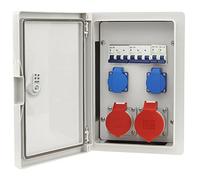 Distributeur mural de distribution d'énergie de chantier 1x 32A 1x 16A 5 pôles CEE 2x 230V Schuko LS interrupteur 8 modules IP65