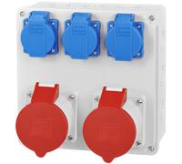 Distributeur mural de distribution d'énergie de chantier 2x 16A 5 broches 400V CEE 3x 230V Bals Prises Schuko IP65