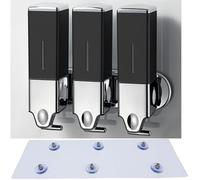 Distributeur Mural de Savon pour Les Mains,Savonnerie Commerciale,Douche et Lotion Savon pour Salle de Bain Cuisine marché Hôtel Restaurant (No-Drill, Noir, 1500ml)