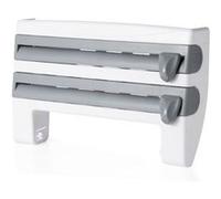 Herzberg HG-03145 : Distributeur Mural d'essuie-Tout, de Film Alimentaire et de Papier d'aluminium, Support à Outils de Cuisine Domestique, Gris