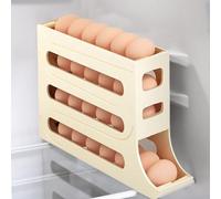 Distributeur Oeuf,Distributeur D'œufs Pour Réfrigérateur, Rangement Oeufs Frigo,Rouler Automatiquement La Boîte À Œufs À 4 Niveaux,rangement Frigo, Distributeur Oeufs, Peut Contenir (Beige, One Size)