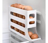 Distributeur Oeuf,Distributeur D'œufs Pour Réfrigérateur, Rangement Oeufs Frigo,Rouler Automatiquement La Boîte À Œufs À 4 Niveaux,rangement Frigo, Distributeur Oeufs, Peut Contenir (White, One Size)