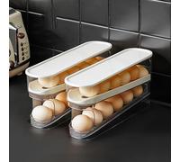 Distributeur Oeuf Frigo, Rangement Oeuf À Roulement Automatique À 2 Niveaux, Range Oeuf Distributeur, Peut Contenir 12 Gros Œufs, Porte Oeuf Transparent Peu Encombrant (White 2PCS)