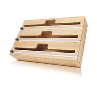 Distributeur Papier Aluminium et Film Coupe-Capsule pour Tiroir de Cuisine, Compatible avec Rouleaux de 12", Organisateur d'emballage de Cuisine en Bambou, Durable et Respectueux de l'environnement