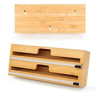 Distributeur Papier Aluminium et Film Coupe-Capsule pour Tiroir de Cuisine, Compatible avec Rouleaux de 15", Organisateur d'emballage de Cuisine en Bambou, Durable et Respectueux de l'environnement