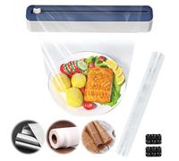 Distributeur Papier Aluminium et Film, Coupe Membrane Alimentaire Mural Avec Ventouses, Boites en Plastique de Films Alimentaires et de Feuilles D'Aluminium Avec Curseurs pour La Cuisine, 2pc, Bleu