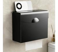 Distributeur Papier Toilette, Distributeur Essuie Main, Distributeur de Mouchoirs en Papier Commercial, Dévidoir Papier Toilette Acier Inoxydable, Porte Papier Toilette Mural(Black)