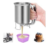 Distributeur Pâte Crêpes Acier Inoxydable, Entonnoir Desserts Boulangerie avec Poignée Pressage, Doseur Liquide Tarte Aux Oeufs Professionnel, Verseur Gâteaux Manuel pour Cupcakes, Gaufres (900ml)