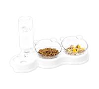 Distributeur pour Animaux - Bol Incliné à 15° Anti-Dérapant - Double Bol pour Chats et Chiens | pour Chien Lapin Toutes Tailles - Usage Quotidien Nuit Intérieur Balcon