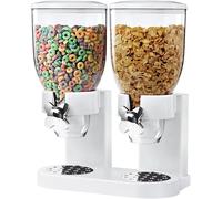 Distributeur Pour Céréales, Pâtes, Bonbons, Desserts, Fruits Secs Simple Avec Roulette, Double Récipient De 8 L Et Doseur Intérieur, Blanc