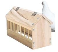 Distributeur pour Pigeons - Distributeur pour Canetons - Auge en Bois pour Volaille Forme De Maison Anti-Gaspillage pour Poulailler Poules Canards Jardin