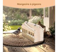 Distributeur pour Pigeons - Mangeoire À Fente pour Oiseaux De Basse-Cour | Auge en Bois Épaissi en Forme De Maisonnette pour Volaille sans Gaspillage Adaptée Aux Poules Canards Et