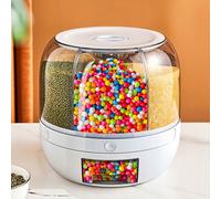 Distributeur rotatif 360° pour aliments secs - Conteneur de stockage d'aliments secs de 3,5 kg pour riz, céréales, flocons, snacks - Organiseur hermétique, mural ou de comptoir, facile à distribuer po