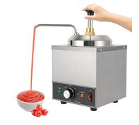 Distributeur Sauce Électrique, Multi-Chauffe Sauce Inox 2L 650W 220V et Distributeur de Fromage Réglable 30-110°C Pompe Acier Inoxydable 201 Chocolat Crème Fromage Café Snack Restaurant - Argent