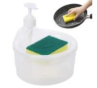 Distributeur Savon - 2-en-1 | Porte Éponge - Soap Dispenser and Sponge Holder - Station de Lavage pour Évier Cuisine Professionnel Gris Robuste Style Gain de Place Pompe 13oz 2026