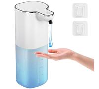 Distributeur Savon Automatique 400ml USB Rechargeable, Distributeur Savon Liquide sans Percage Mural, Distributeur sans Contact Suspendu étanche IPX5 Réglable sur 4 Niveaux pour Cuisine,Salle de Bain