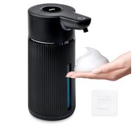 Distributeur Savon Automatique, 420ML Distributeur Savon Mural avec Capteur, Rechargeable USB, IPX6 Étanche, 4 Niveaux Réglables, Noir