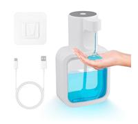 Distributeur Savon Automatique Moussant, 500mL Seifenspender Automatisch Mural, Rechargeable Elektrischer Soap Dispenser avec 3 Niveaux Réglables pour Salle de Bain Cuisine Bureau (Blanc)