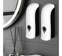 Distributeur Savon Mural 2 Pièces, Distributeur de Savon Mural 300 ML, Distributeur Savon Mural sans Percage Ou Installation à Vis, Blanc