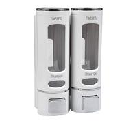 Distributeur Savon Mural 400MLX 2 TIMESETL Distributeur Shampoing et Gel Douche Distributeur Savon Douche Double Distributeur de Savon Liquide Mural Manuel Distributeur de Désinfection des Mains