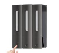 Distributeur Savon Mural sans Percage, 3 X 400 ML 3 en 1 Distributeur de Savon Mural, Distributeur Savon Douche pour Salle de Bain Cuisine Shampooing Gel Douche Savon Liquide Soap Dispenser, Gris