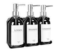 Distributeur Savon Mural sans Percage, Lot de 3 Distributeur Savon Mural, 500 ML Distributeur de Savon Mural avec 16 Étiquettes Imperméables, Distributeur Savon Salle de Bain et Cuisine, Transparent