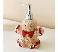 Distributeur Savon Pa-in D'épice, 350ML Distributeur Savon Noël Céramique Motif Pa-in D'épice, Flacon Savons Liquide Rechargeable D'épices Motif Noël avec Pompe, Lavant Main Flacon Lotion Liquide