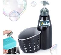 Distributeur savon vaisselle - Sans marque - 370ml - Organiseur éponge intégré noir moderne