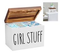 Distributeur Tampon HygiéNique, 20.3*15.3*13CM BoîTe à Serviette HygiéNique en bois Avec 2 Compartiments BoîTe De Rangement En Bois Avec Couvercle Porte-Tampon Distributeur Organisateur De Tampon