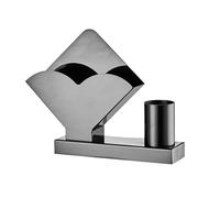 Distributeur vertical de mouchoirs en acier inoxydable - Distributeur de serviettes de restaurant avec porte-cure-dents et tube carré for essuie-tout(Grey,21.3 * 5 * 16.6cm)