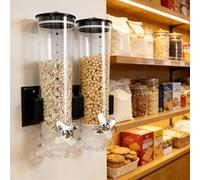 Distributeurs Daliments Secs, Distributeurs De Bonbons Grande Capacité, Distributeur Mural De Céréales, Distributeur Transparent De Grains pour Le Stockage en Black Double Head 3.6L
