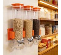 Distributeurs Daliments Secs, Distributeurs De Bonbons Grande Capacité, Distributeur Mural De Céréales, Distributeur Transparent De Grains pour Le Stockage en Orange Triple Head 5.4L