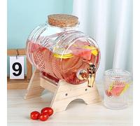 Distributeurs de boissons glacées, distributeur de boissons en verre 1L/3L/5L avec robinet et support en bois, seau à glace en verre, distributeur de boissons froides for une utilisation quotidienne (