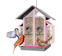 Distributeurs De pour Oiseaux Extérieur Anti-Écureuils | Mangeoire Extérieure en Métal À Double Toit | Accessoires d'Observation des Oiseaux pour Terrasse et Balcon des Amoureux de la Nature