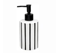 Distributeurs de savon de comptoir Distributeur de savon for salle de bain cuisine, style ferme moderne à rayures en plastique les mains distributeur de détergent 400 ml bouteille(Svart)