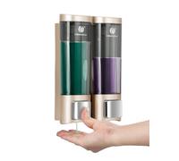 Distributeurs de savon de douche, distributeur de shampooing et après-shampoing, distributeur mural de savon pour les mains, pompe 2x200 ml, hôtel, cuisine (doré)