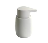 Distributeurs de Savon pour Plan de Travail Distributeur de Savon Blanc en résine Mate Douce au Toucher, Bouteille Lotion Grise avec Pompe Décoration Vintage pour Salle de Bain(White)