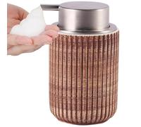 Distributeurs de Savon pour Plan de Travail Distributeur De Savon Moussant en Céramique 10 Oz, Imitation Bois Décoration Vintage pour Salle de Bain(Brown-Foam)