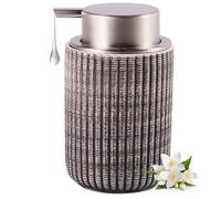 Distributeurs de Savon pour Plan de Travail Distributeur De Savon Moussant en Céramique 10 Oz, Imitation Bois Décoration Vintage pour Salle de Bain(Grey-Lotion)