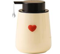 Distributeurs de Savon pour Plan de Travail Distributeur De Savon Moussant en Céramique 15 Oz, Joli for Les Mains Forme Cœur Décoration Vintage pour Salle de Bain(White-Lotion)