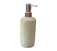 Distributeurs de Savon pour Plan de Travail Flacon Vide de Lotion Gel Douche/Lotion en Douche antirouille à Motif Diamant for Salle Bain, flacons épais Décoration Vintage pour Salle de Bain(Yellow)
