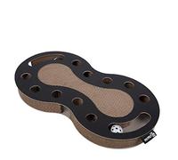 District 70 - SNAKE Jeu multifonctionnel interactif pour Chat - Griffoir avec Balles de Clochette - 54 x 28 x 6 cm - Noir