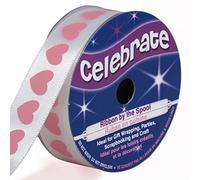 Distrifil - Bobine de ruban imprimé - long 4m - larg 16 mm - Celebrate - Rose