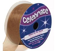 Distrifil - Bobine de ruban - organza - long 5m - larg 25 mm - Celebrate - Marron