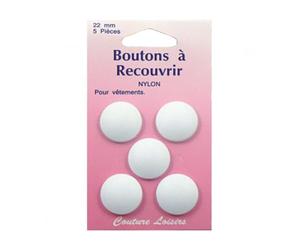 Distrifil - Boutons nylon n°22 à recouvrir X 5 - Distrifil - Blanc 22