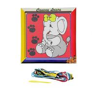 Kit compet Canevas - 15x15cm - Elephant assis - - gros trous spécial débutant Multicolore